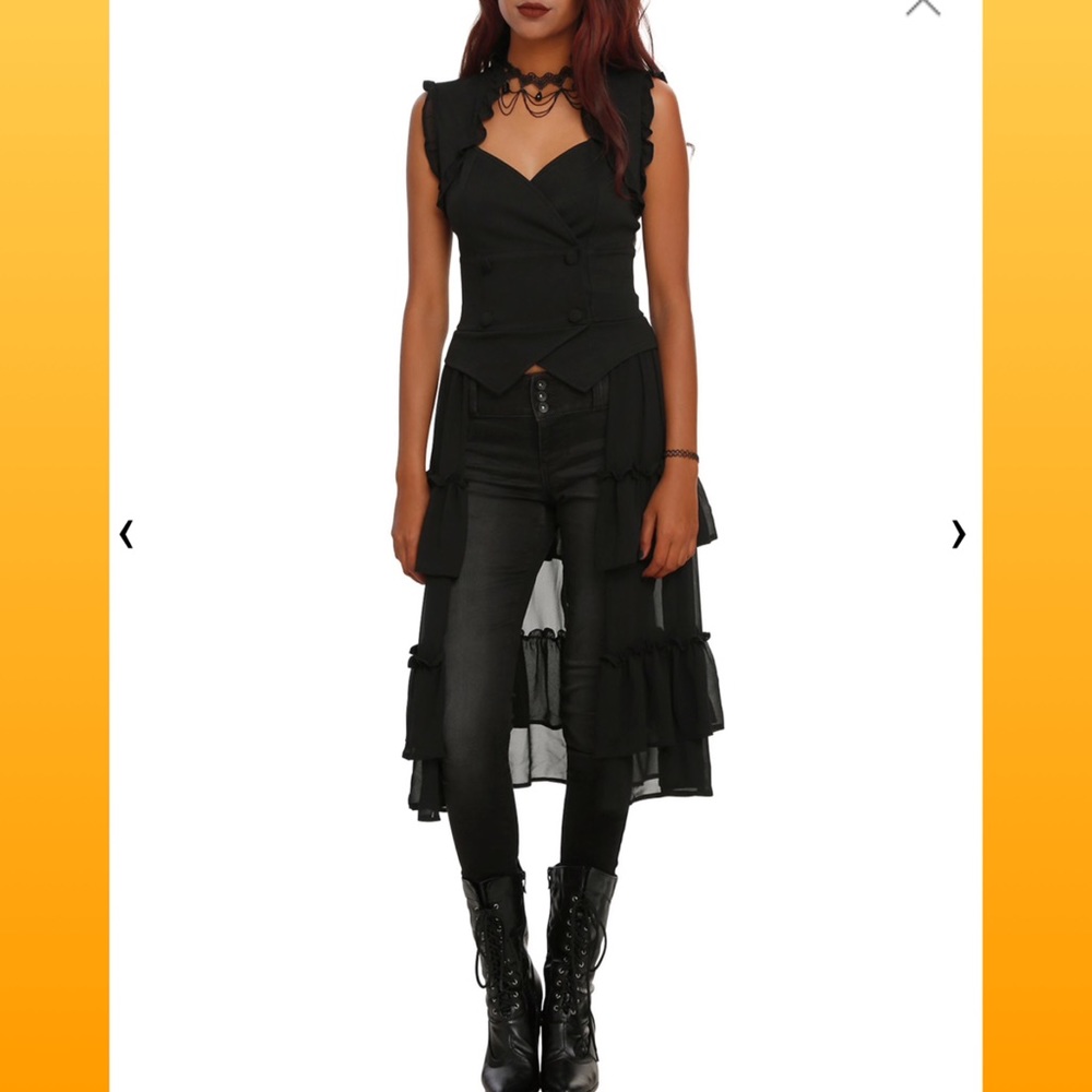 Hot Topic Black Ruffled Vest